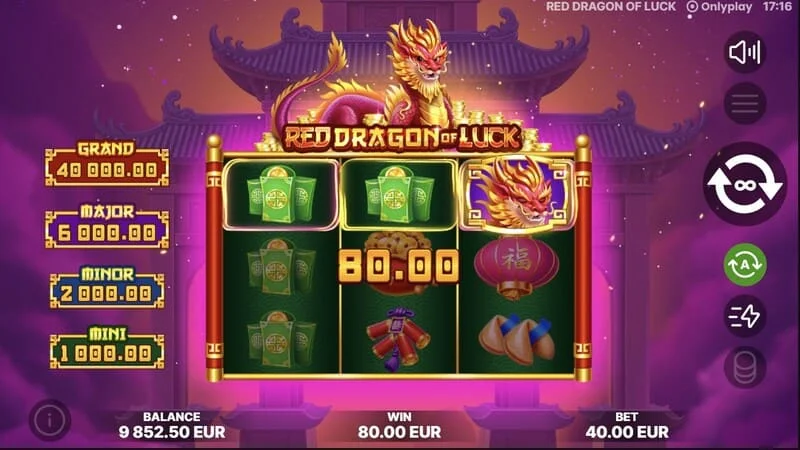 Red Dragon of Luck - ispadanje simbola sa vrednostima u osnovnoj igri